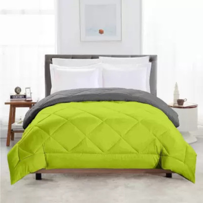 CRAZY WORLD Solid Double Comforter for  Mild Winter(Microfiber, P.Green-Grey)
