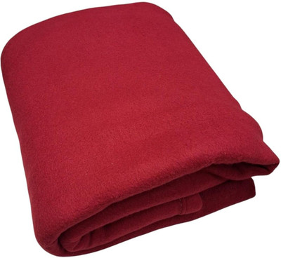 Royal Lush Solid Single Fleece Blanket for  AC Room(Woollen Blend, Red)