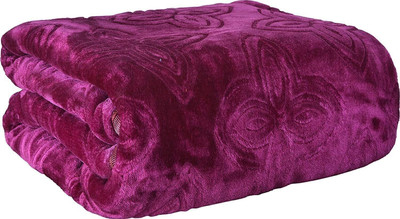 Convalexa Solid Double Mink Blanket for  Mild Winter(Polyester, Purple)
