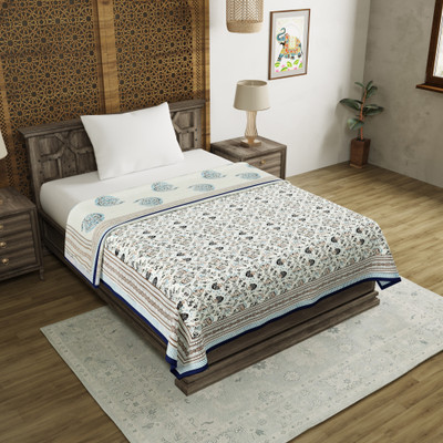 Blocks Of India Printed Single Dohar for  AC Room(Cotton, Grey, Blue)
