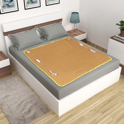 LERV'S Collection Solid Double Electric Blanket for  Heavy Winter(Polyester, Gold)
