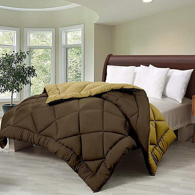 Comfowell Solid King Comforter for  Heavy Winter(Poly Cotton, Brown & golden)