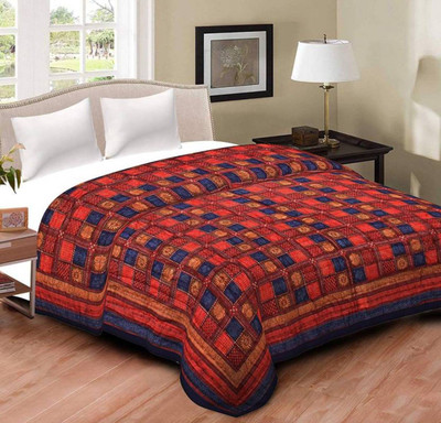 V.R.ENTERPRISES Checkered Double Quilt for  Heavy Winter(Cotton, Multicolor)