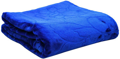 GKM Self Design Double Mink Blanket for  Heavy Winter(Microfiber, Blue)