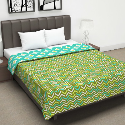 Divine Casa Printed Double Dohar for  AC Room(Microfiber, Green and Yellow)