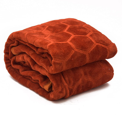 MFI Floral Double Mink Blanket for  Heavy Winter(Polyester, Rust)