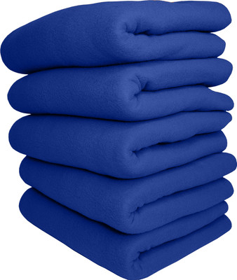 HOMIEE Solid Double Fleece Blanket for  AC Room(Polyester, 5 Blue)