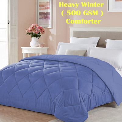 Linenovation Solid Double Comforter for  Mild Winter(Poly Cotton, Royal Blue)