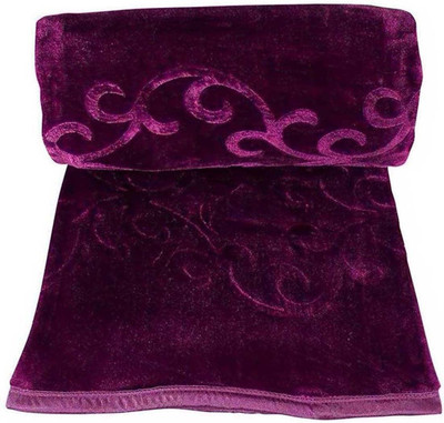 Cozy Self Design Double Mink Blanket for  Heavy Winter(Polyester, Purple)