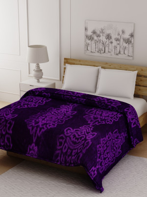 SPANGLE Self Design Double AC Blanket for  AC Room(Microfiber, Purple)