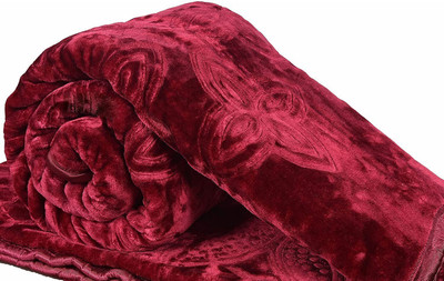 Convalexa Solid Double Mink Blanket for  Heavy Winter(Polyester, Maroon)
