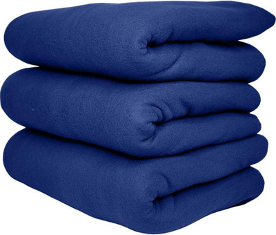 Home Sazawat Solid Single Fleece Blanket for  Heavy Winter(Polyester, Blue)