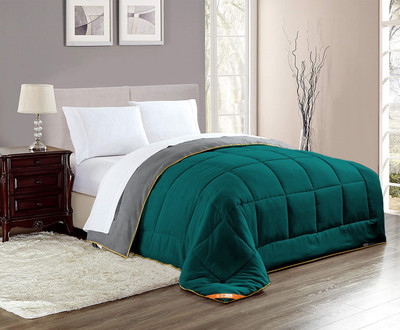 SGI Bedding Solid Double Comforter for  Mild Winter(Cotton, Teal/Dark Grey)