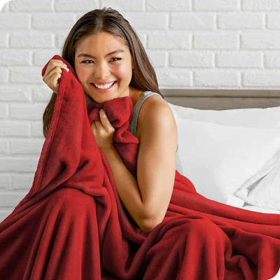 SIMAM Solid Double AC Blanket for  AC Room(Microfiber, MAROON 21)