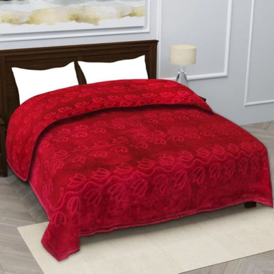 TAYCORELIVING Floral Double Mink Blanket for  Heavy Winter(Microfiber, Maroon)