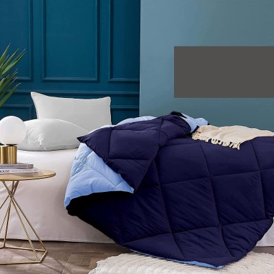 Dream Homme Solid Double Quilt for  AC Room(Microfiber, Blue, Sky Blue)