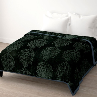 COZYEXPORTS Floral Single Mink Blanket for  Heavy Winter(Fur, Black)