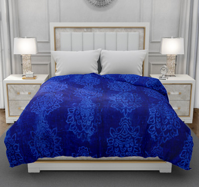 SPANGLE Self Design Double Mink Blanket for  Mild Winter(Microfiber, Blue)