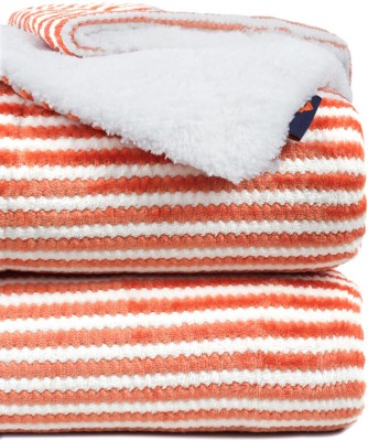 BSB HOME Solid Single Sherpa Blanket for  Heavy Winter(Polyester, Peach, White)