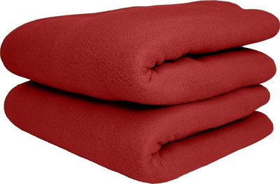 n g products Solid Single Fleece Blanket for  Mild Winter(Polyester, Red)