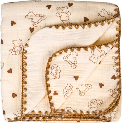 Koochie-Koo Printed Crib Dohar for  Mild Winter(Muslin, Brown)