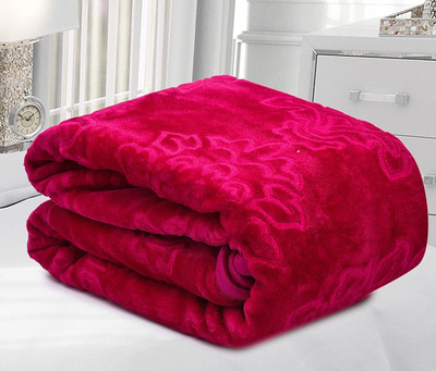 AARADHAYA Self Design Double Mink Blanket for  Heavy Winter(Microfiber, Maroon)