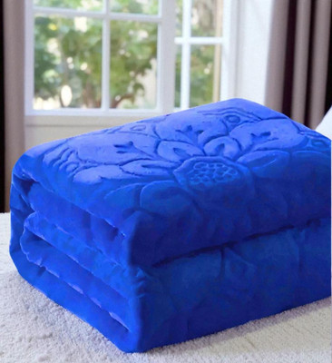Swikon star Floral Double Mink Blanket for  Heavy Winter(Microfiber, Blue)