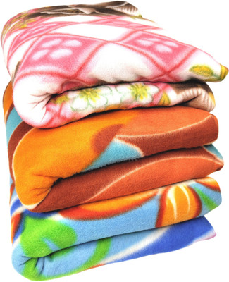 HOMIEE Floral Single Fleece Blanket for  Heavy Winter(Polyester, Multi Print 3)