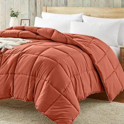 Blue Home Solid Double Comforter for  AC Room(Poly Cotton, Orange)