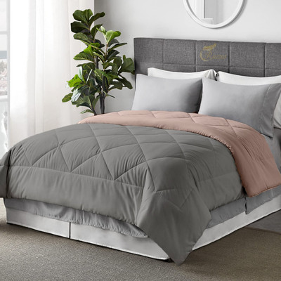 Razzai Solid Single AC Blanket for  AC Room(Microfiber, Peach, Silver)