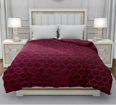 Retreat Solid Double AC Blanket for  Heavy Winter(Microfiber, Wine)