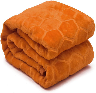 Convalexa Self Design King Mink Blanket for  Heavy Winter(Polyester, Gold)