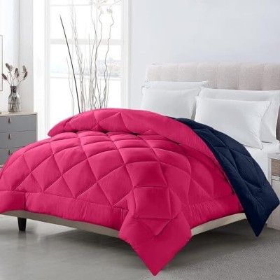 Moirai Solid Double Comforter for  Heavy Winter(Poly Cotton, Pink & Blue)