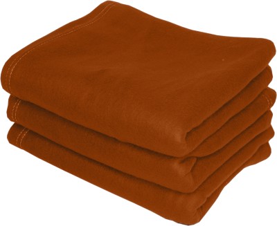 HOMIEE Solid Single Fleece Blanket for  AC Room(Polyester, 3 Orange)
