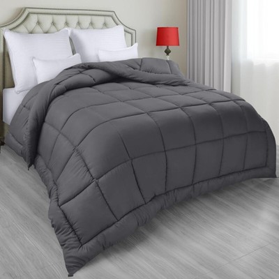 glaxy Solid Single Comforter for  Heavy Winter(Cotton, Grey)