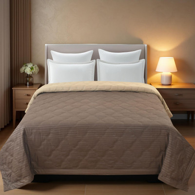 Home Stylish Striped Double Comforter for  Heavy Winter(Cotton, Dark Coffee)