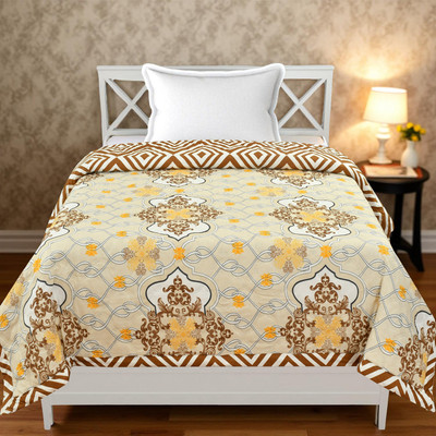 Razzai Geometric Single AC Blanket for  AC Room(Microfiber, Musturd Yellow)