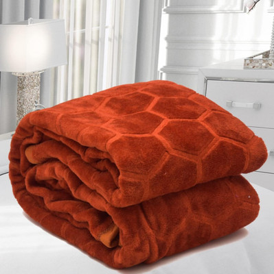 Barbarik Floral Double Mink Blanket for  Mild Winter(Microfiber, Rust)