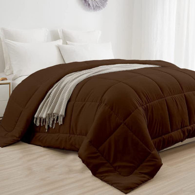 EVERDECOR Solid Double Comforter for  Mild Winter(Microfiber, Brown)