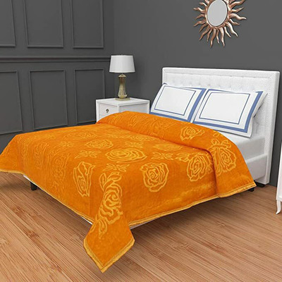 ACZO FEEL Polka Double Mink Blanket for  Mild Winter(Microfiber, Gold)
