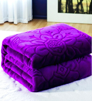Swikon star Floral Double Mink Blanket for  Heavy Winter(Polyester, Purple)