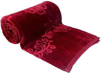 RIAN Solid Single Mink Blanket for  Heavy Winter(Polyester, Maroon)