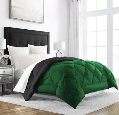 Jaipurlinen Solid Single Comforter for  Heavy Winter(Polyester, Black : Dark Green)