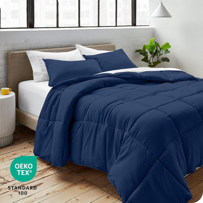 Blue Home Solid Double Comforter for  AC Room(Poly Cotton, Dark Blue)