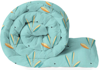 VAS COLLECTIONS Floral Single AC Blanket for  Heavy Winter(Microfiber, Light Green)