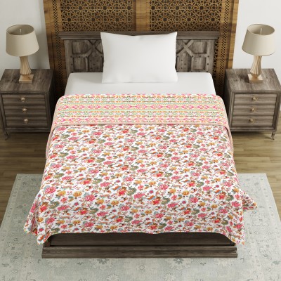 Blocks Of India Floral Double Dohar for  AC Room(Polyester, Pink)