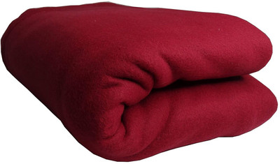 Neekshaa Solid Single Fleece Blanket for  Mild Winter(Polyester, Red)