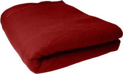 HOMIEE Solid Single Fleece Blanket for  Heavy Winter(Polyester, Red)