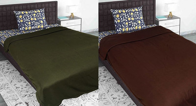 n g products Solid Single Fleece Blanket for  Mild Winter(Polyester, Green, Brown)