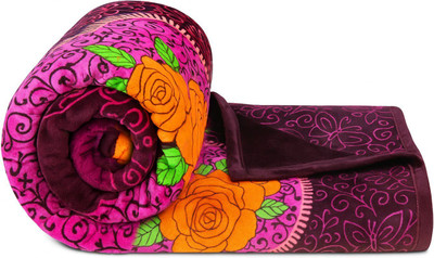 Flipkart SmartBuy Printed Single Mink Blanket for  Mild Winter(Polyester, Multicolor 3 ,500 GSM weight 1kg- Ultra-Soft & Warm Blanket)